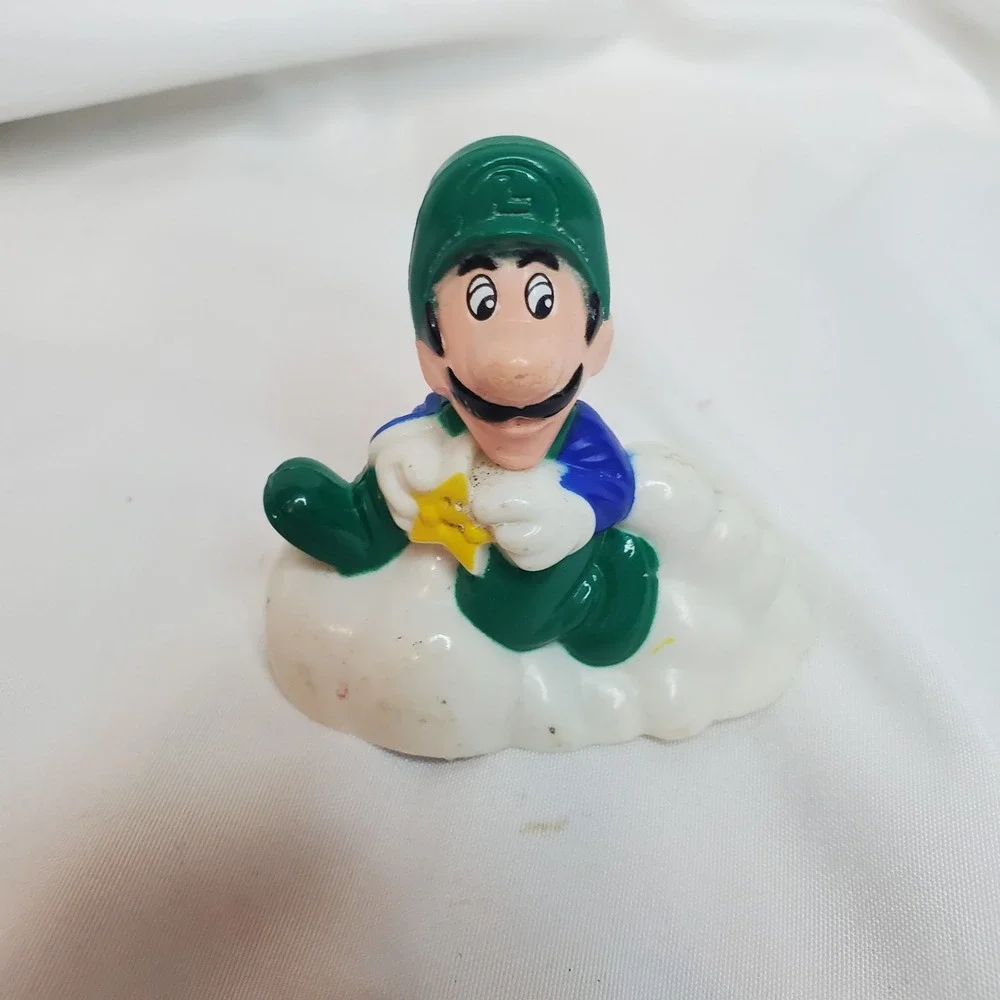 Vintage 1989 McDonalds Happy Meal Toy Super Mario Bros Luigi Pull Back Cloud Car